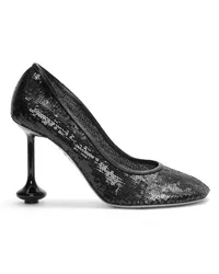 Loewe Luxury Toy pump in mesh and allover sequins Black