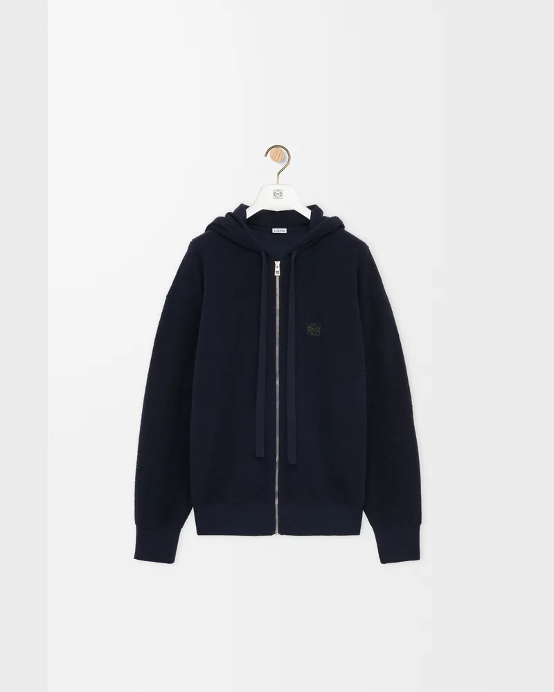 Loewe Anagram Zip-up Hoodie In Wool Size Hombre Navy