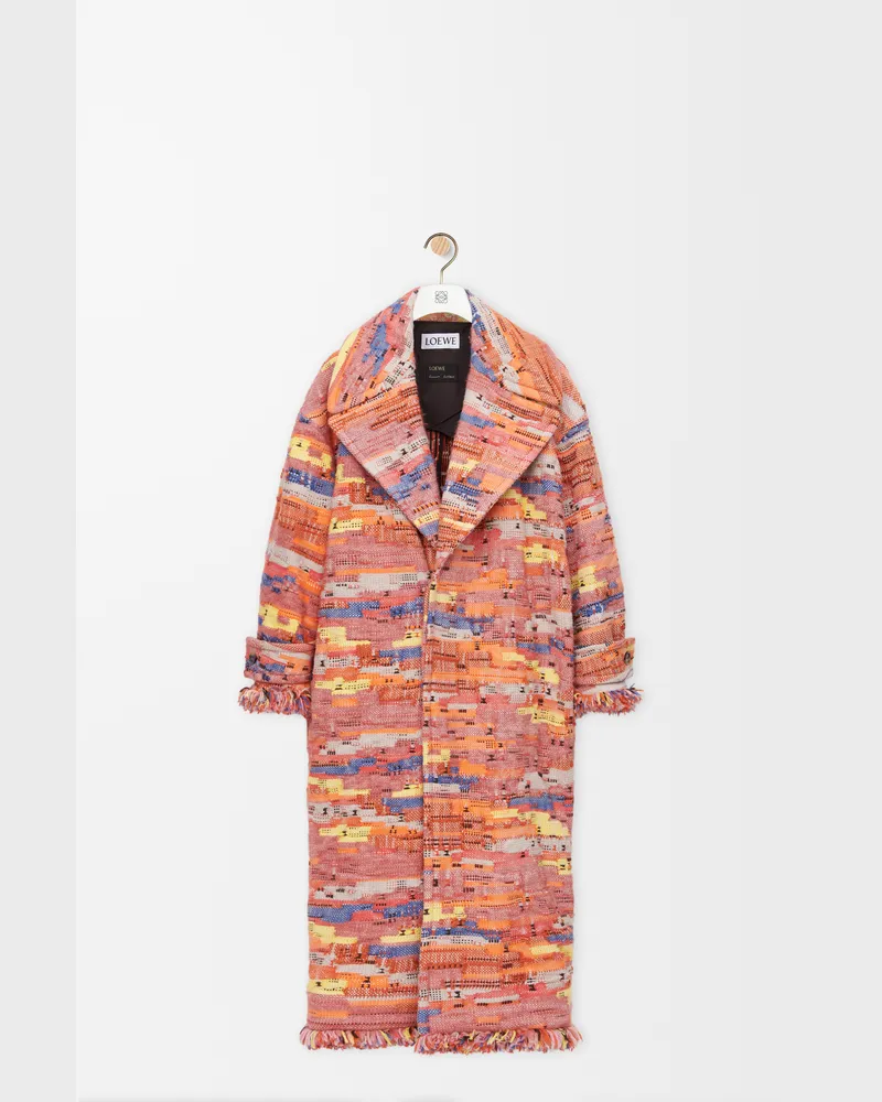 Loewe Coat In Wool Blend Jacquard Size Mujer Pink