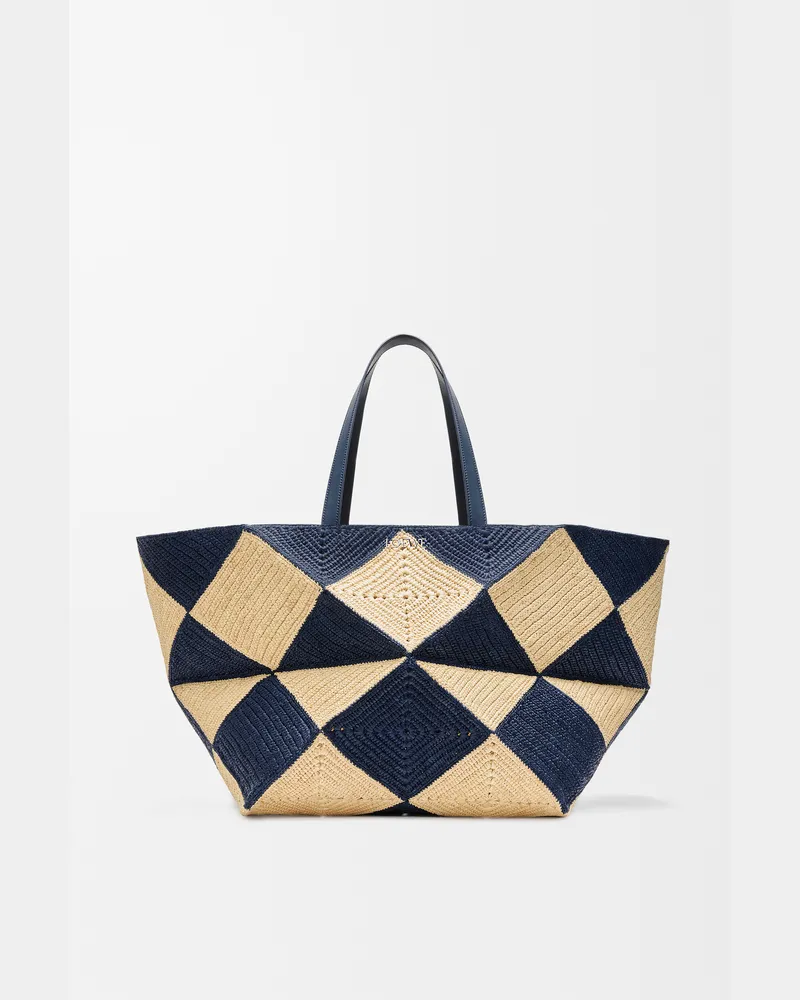 Loewe Xxl Puzzle Fold Tote In Raffia Hombre Natural