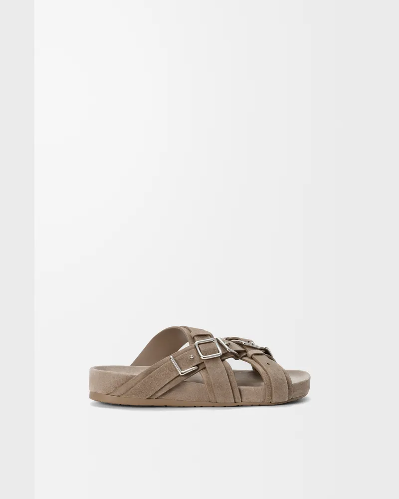 Loewe Type Fussbett Sandal In Suede Leather skin Size Mujer Hazelnut