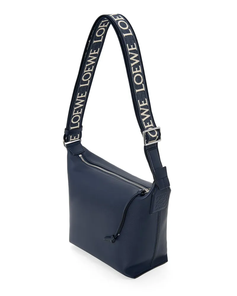 Loewe Luxury Small Cubi crossbody bag in supple smooth calfskin and jacquard Deep