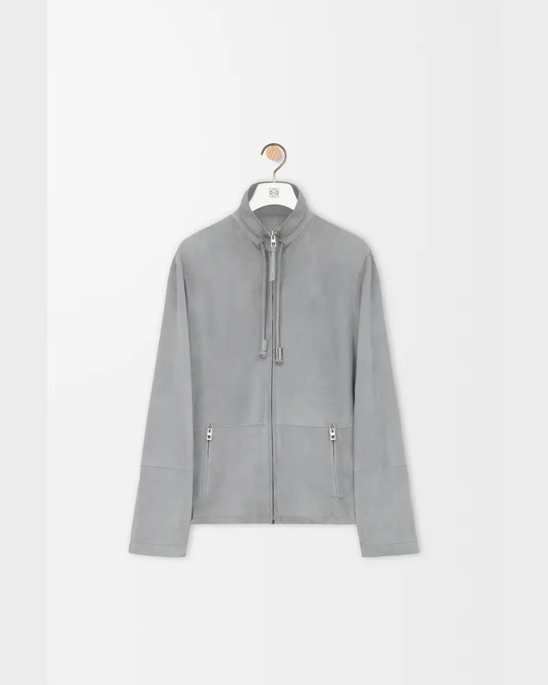 Loewe Zip-up Jacket In Suede Lambskin Size Hombre Light