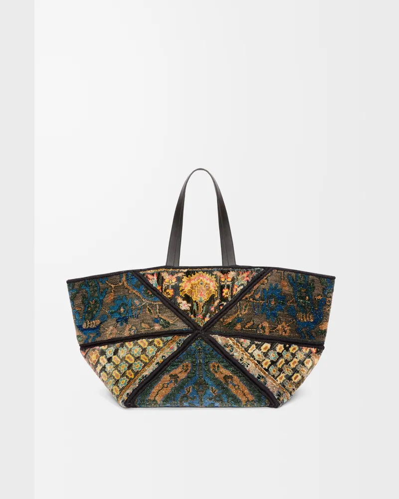 Loewe Xxl Carpet Puzzle Fold Tote In Silk And Wool Hombre Multicolor