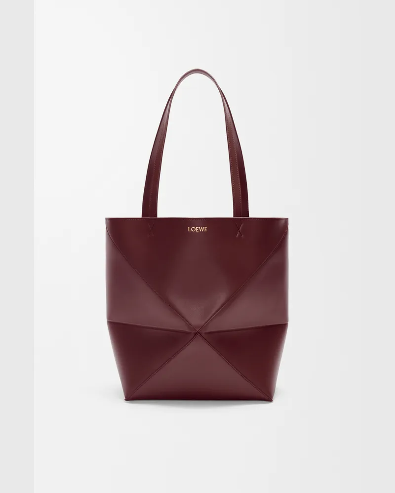 Loewe Medium Puzzle Fold Tote In Shiny Leather skin Mujer Dark