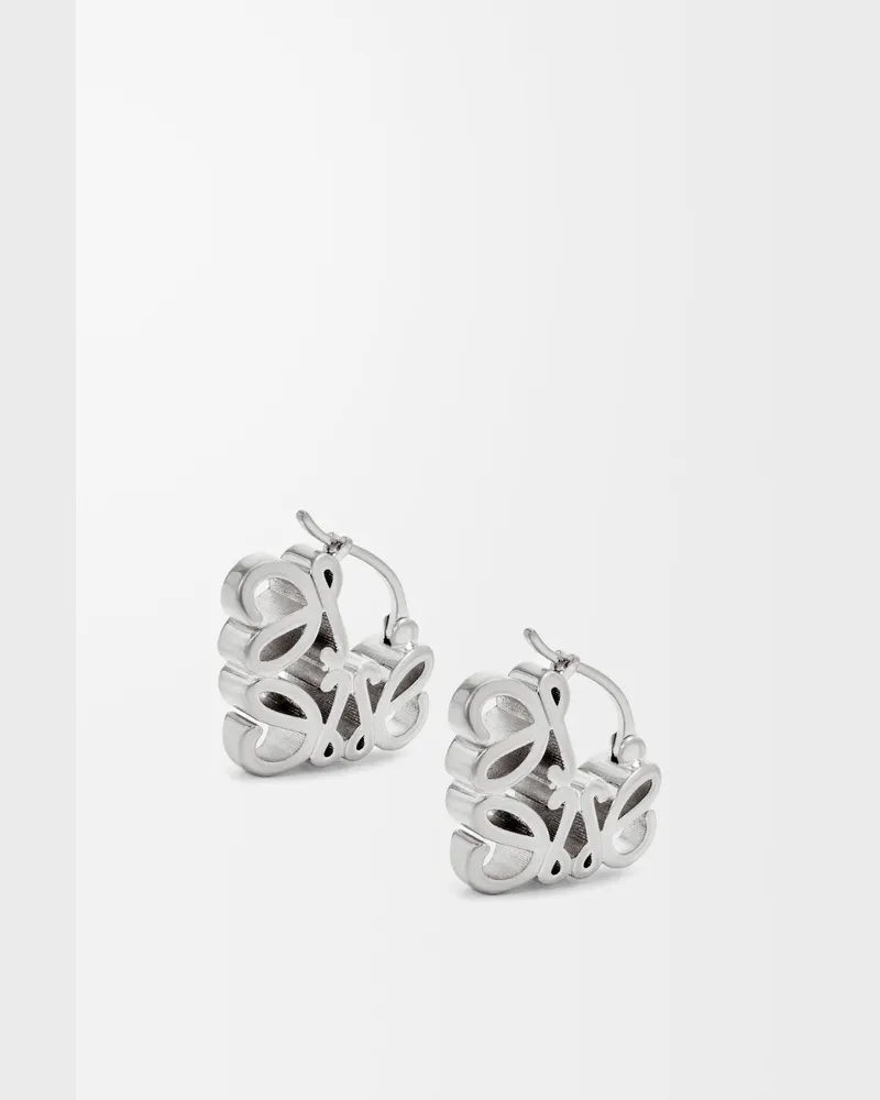 Loewe Anagram Bombé Hoop Earrings In Sterling Silver Mujer Silver