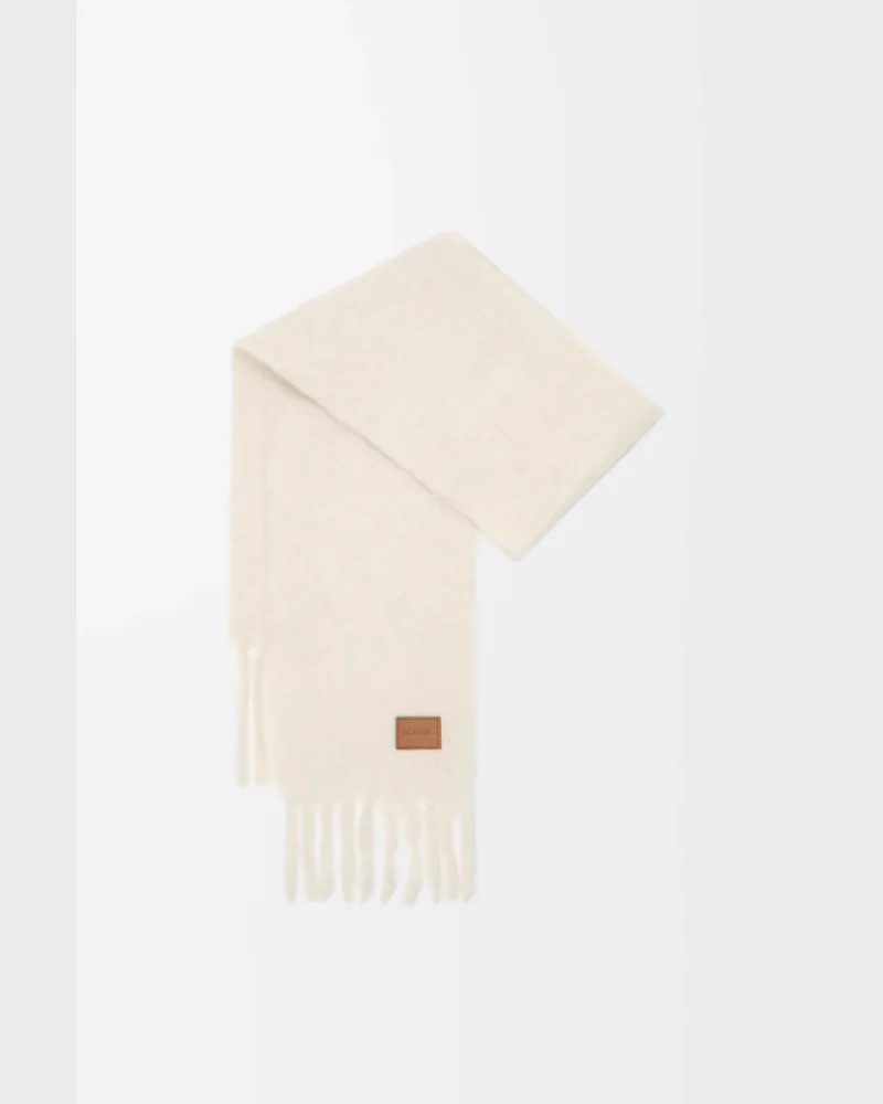 Loewe Scarf In Mohair And Wool Blend Mujer White