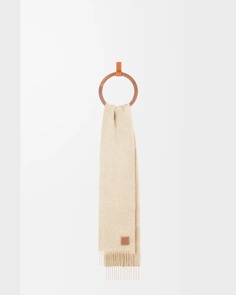 Loewe Scarf In Mohair And Wool Blend Mujer White
