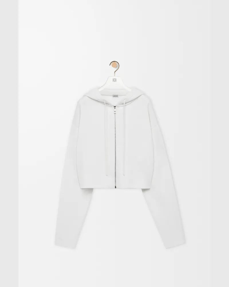 Loewe Anagram Zip-up Hoodie In Wool Size Mujer White