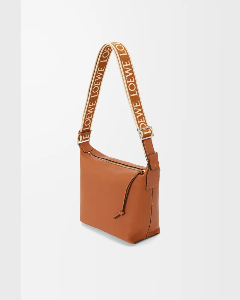 Loewe Small Cubi Crossbody Bag In Supple Leather skin And Jacquard Hombre Tan