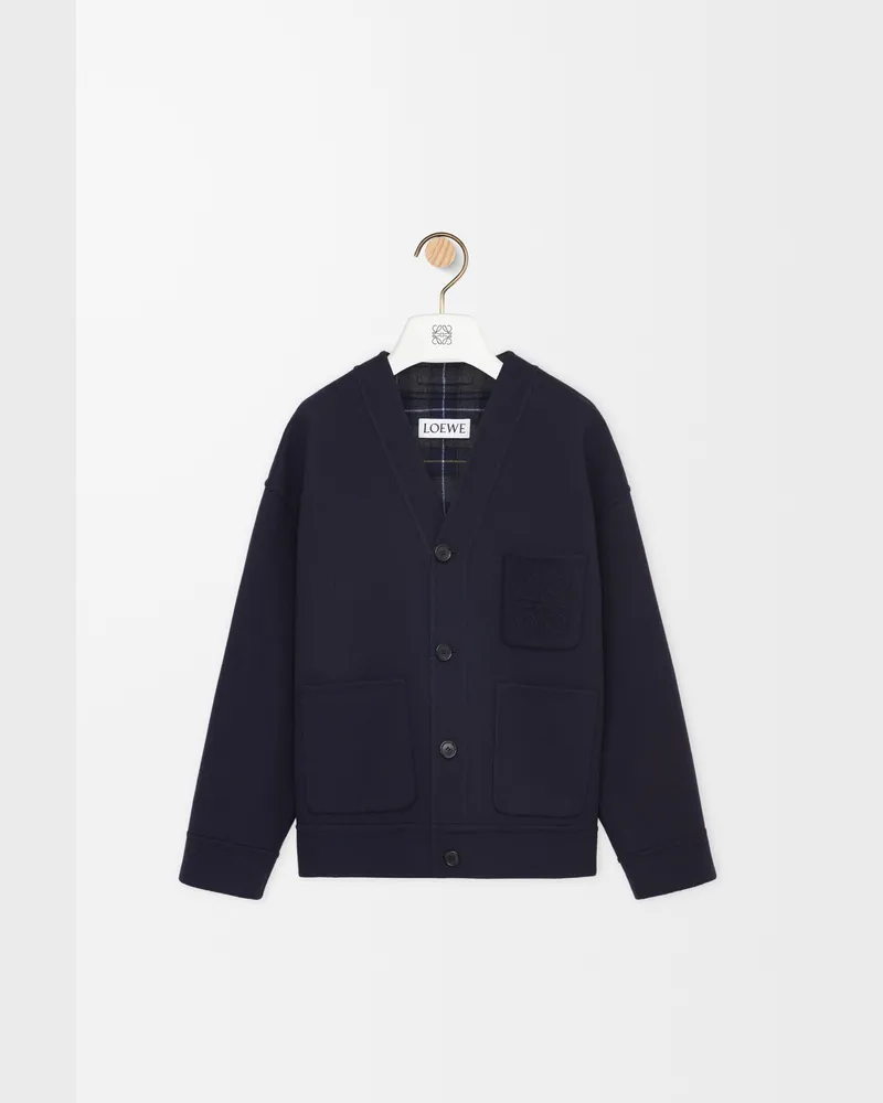 Loewe Cardigan In Wool And Cashmere Size Hombre Navy