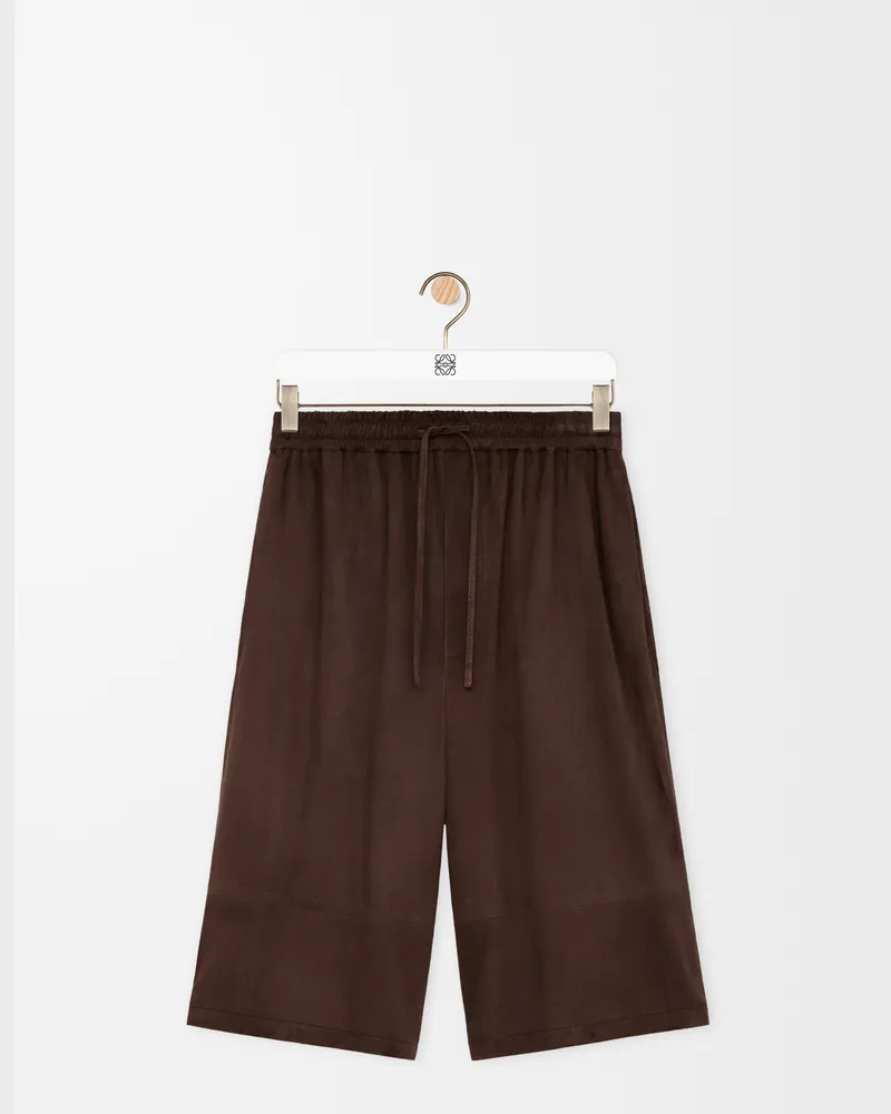 Loewe Drawstring Shorts In Suede Goatskin Size Hombre Dark