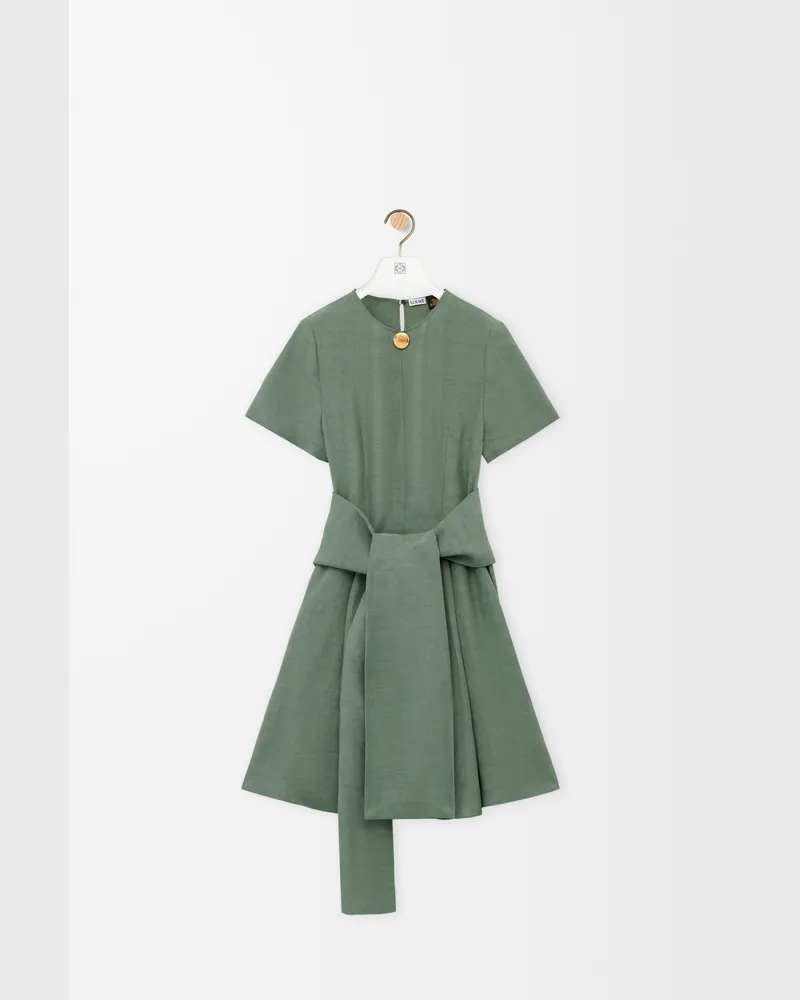 Loewe Pebble Dress In Viscose And Linen Size Mujer Sage