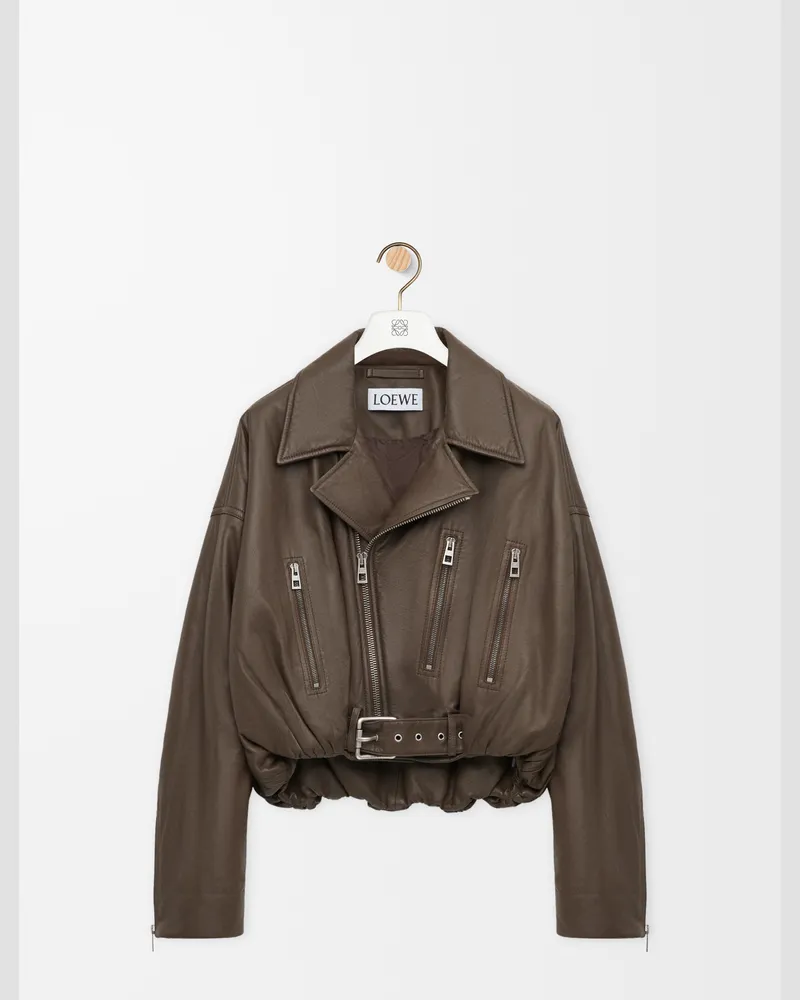 Loewe Biker Jacket In Nappa Lambskin Size Mujer Khaki