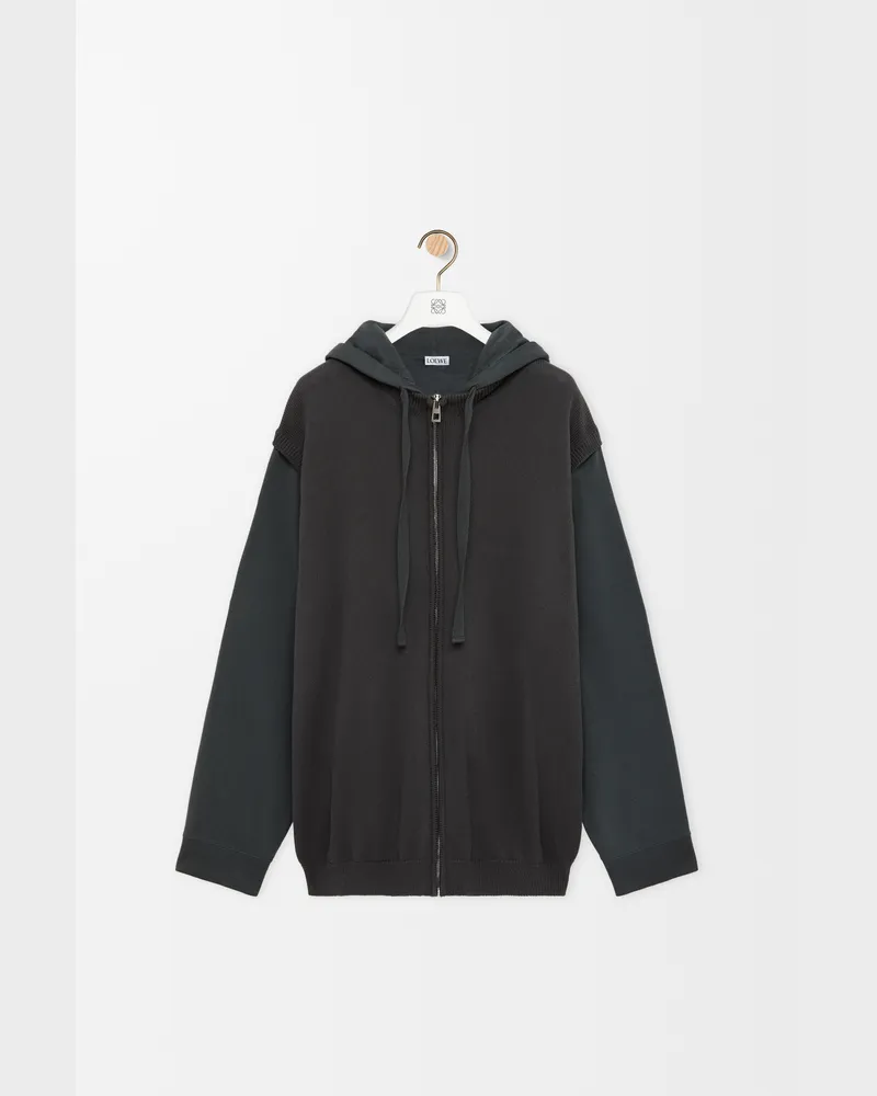 Loewe Zip-up Hoodie In Cotton Size Hombre Dark