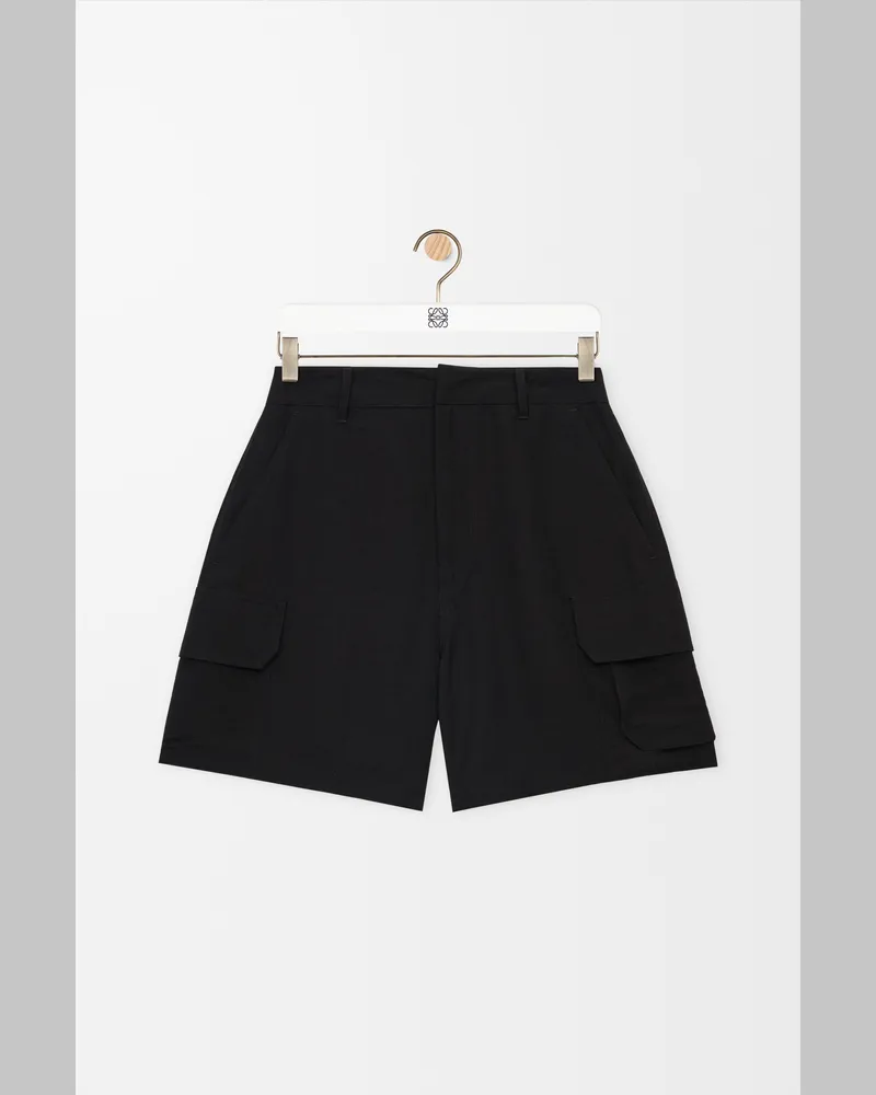 Loewe Cargo Shorts In Viscose And Linen Size Hombre Black