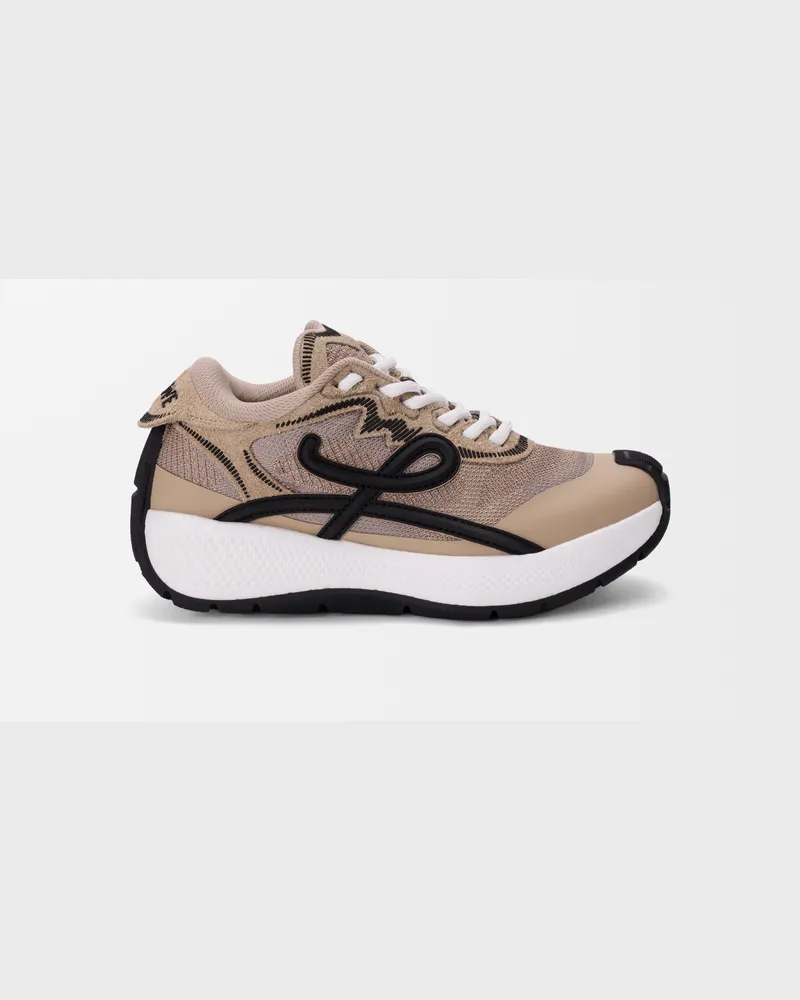 Loewe Pogo Sneaker In Technical Knit And Suede Size Mujer Beige