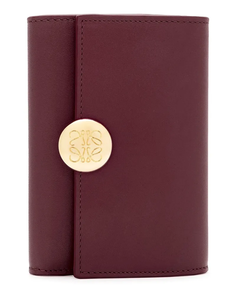 Loewe Pebble Small Vertical Wallet In Shiny Nappa Leather skin Mujer Burgundy