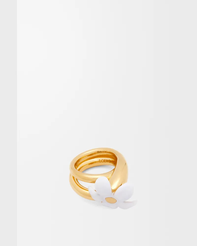 Loewe Flor Ring In Sterling Silver And Enamel Size Mujer Gold