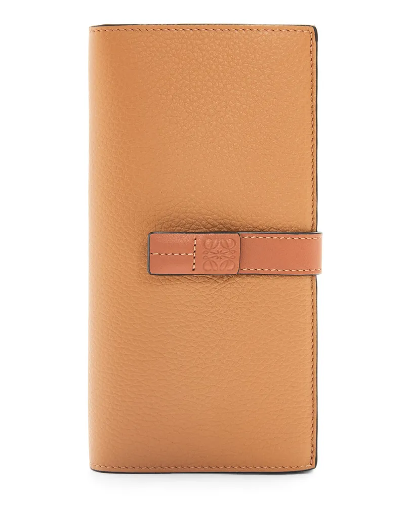 Loewe Luxury Large vertical wallet in grained calfskin Toffee