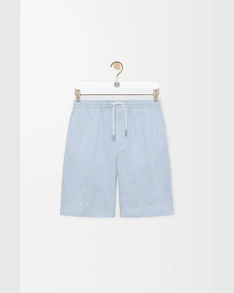 Loewe Drawstring Shorts In Technical Linen Blend Size Hombre White