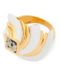 Loewe Luxury Twisted Anagram ring in sterling silver and enamel Gold