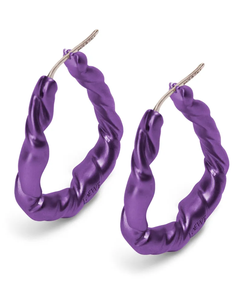 Loewe Luxury Nappa twist loop earrings in sterling silver Dark