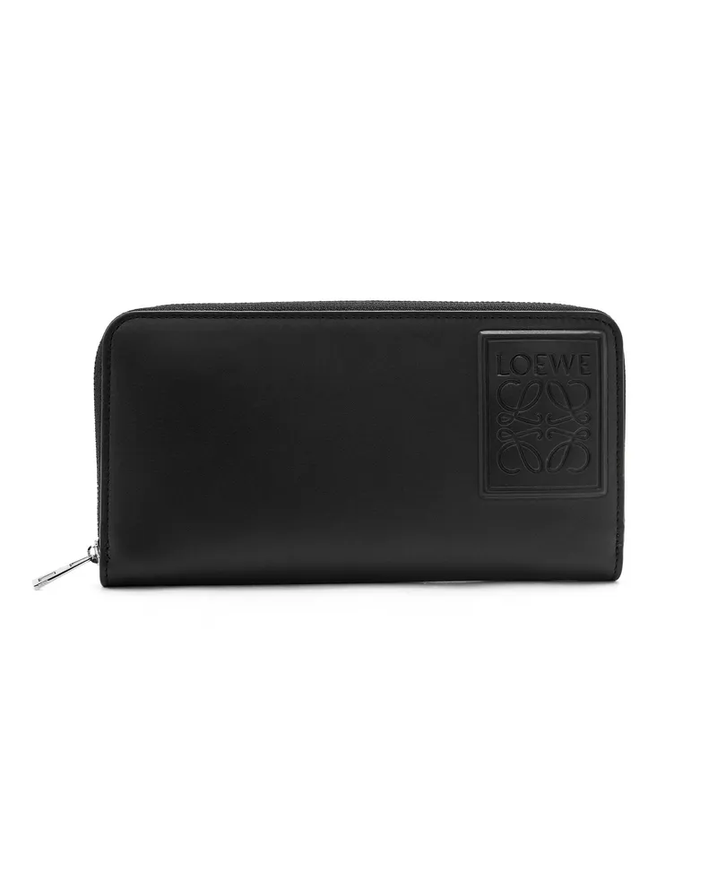 Loewe Luxury Zip Around Wallet In Satin Calfskin Black