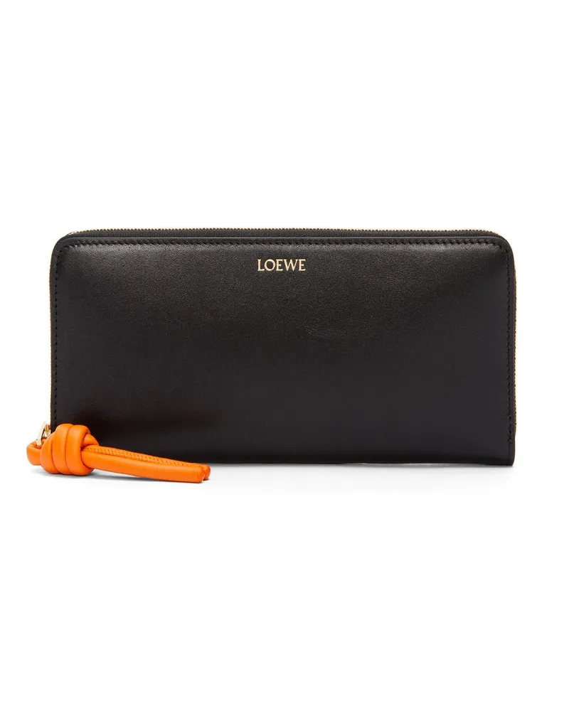 Loewe Luxury Knot zip around wallet in shiny nappa calfskin Black