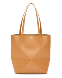 Loewe Luxury Medium Puzzle Fold tote in shiny calfskin Warm