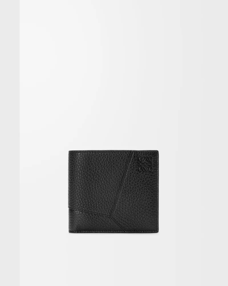 Loewe Puzzle Bifold Coin Wallet In Supple Grained Leather skin Hombre Black