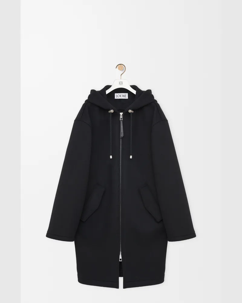 Loewe Hooded Coat In Wool Size Hombre Black