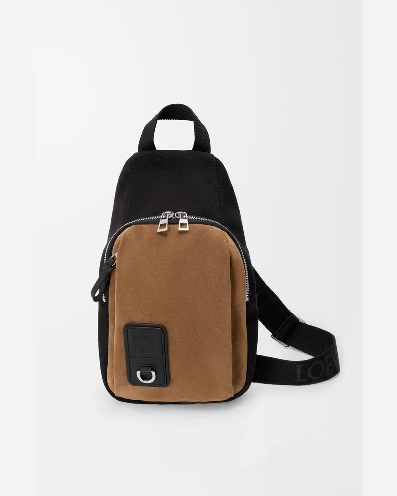 Loewe Flex Sling In Canvas And Suede Hombre Black