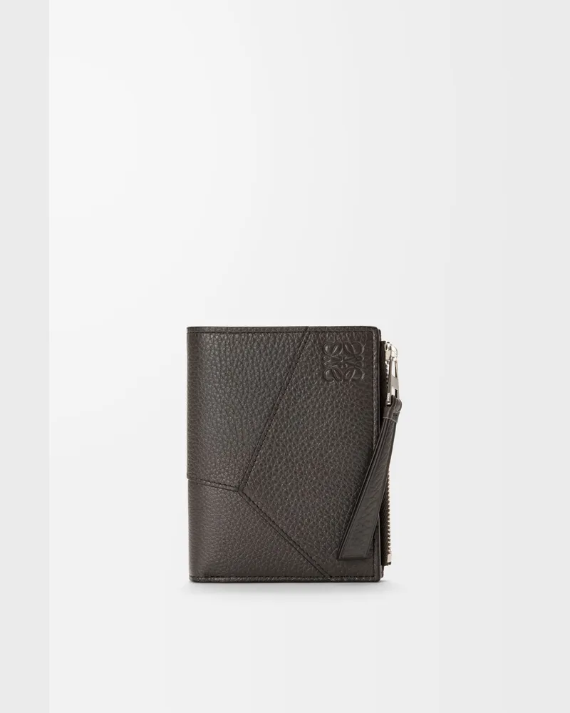 Loewe Puzzle Slim Compact Wallet In Supple Grained Leather skin Hombre Dark