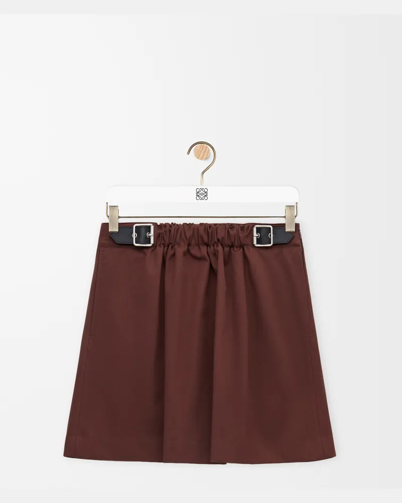 Loewe Belted Skirt In Cotton And Silk Size Mujer Coffee