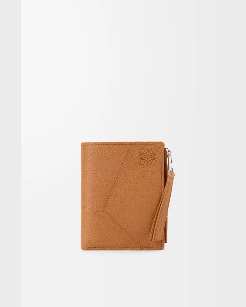 Loewe Puzzle Slim Compact Wallet In Supple Grained Leather skin Hombre Light