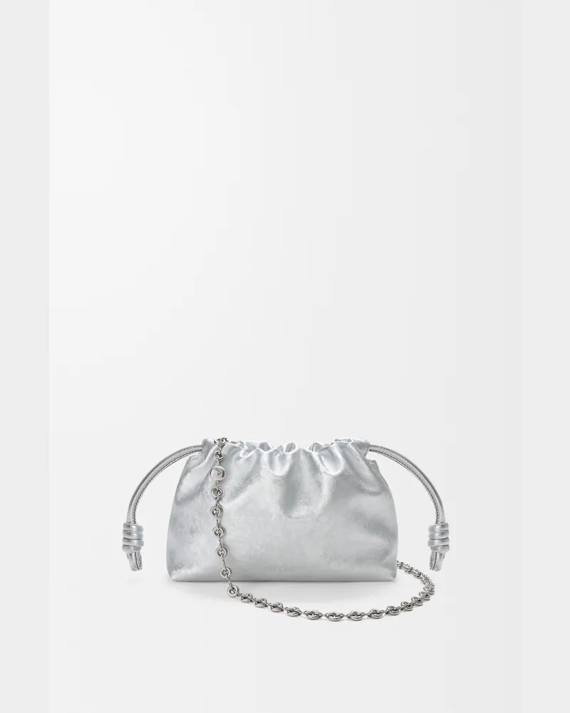 Loewe Mini Flamenco Purse In Moiré Printed Leather skin Mujer Silver