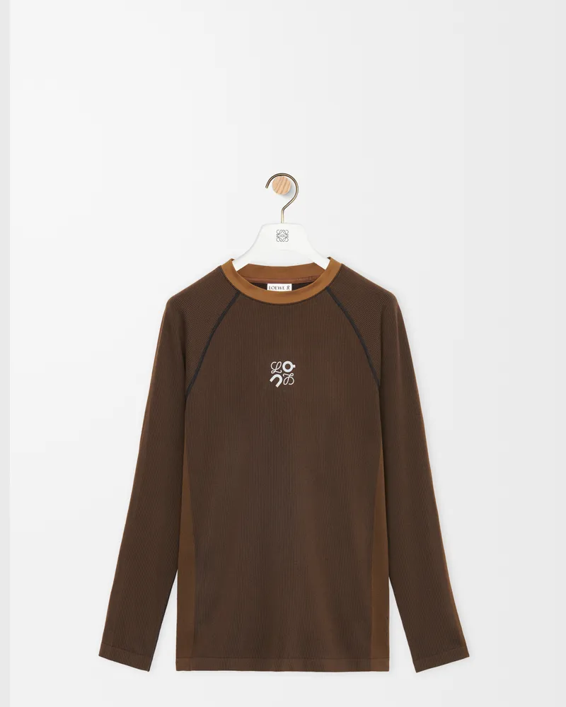 Loewe Long Sleeve Top In Technical Jersey Size Hombre Toffee