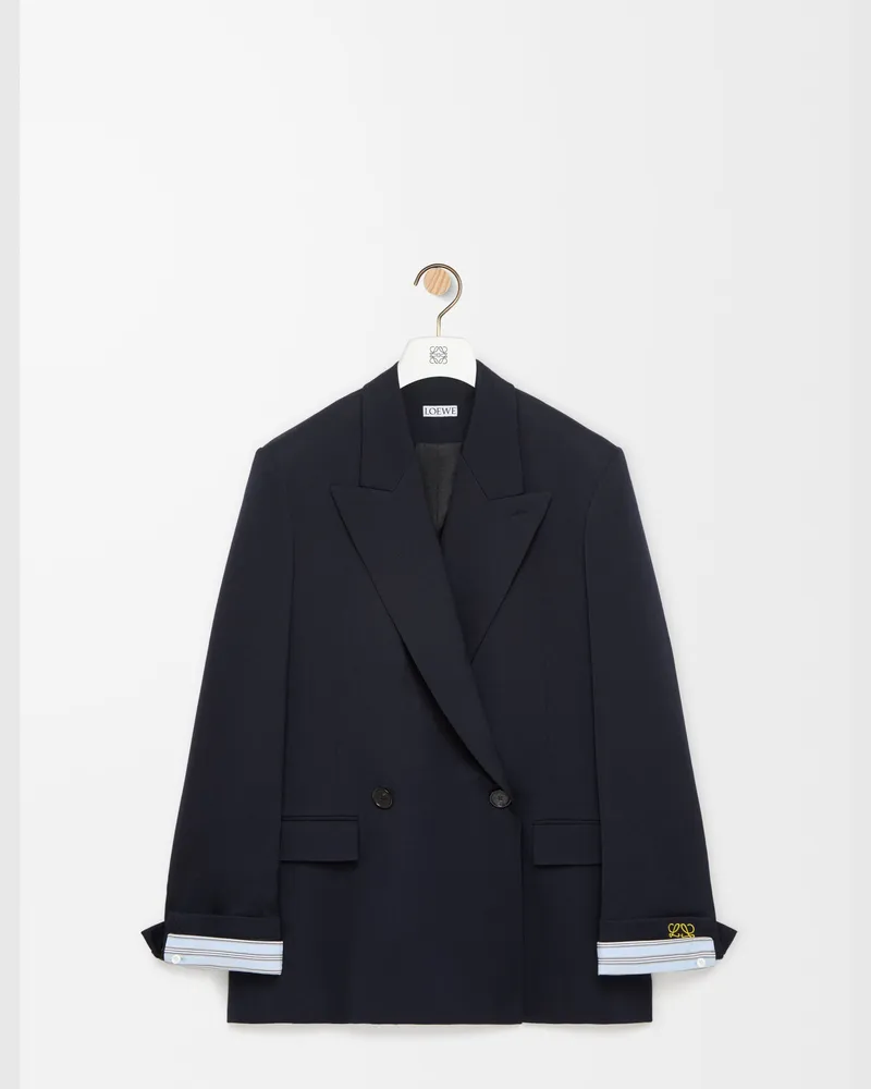 Loewe Double-breasted Jacket In Wool Blend Size Hombre Dark