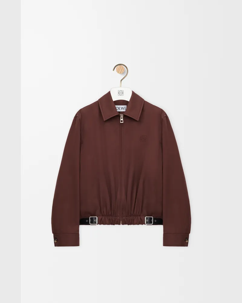 Loewe Belted Jacket In Cotton And Silk Size Mujer Coffee