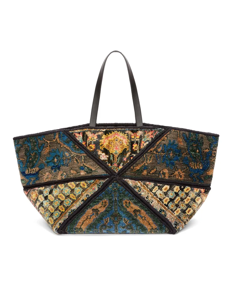 Loewe Luxury Xxl Carpet Puzzle Fold Tote In Silk And Wool Multicolor