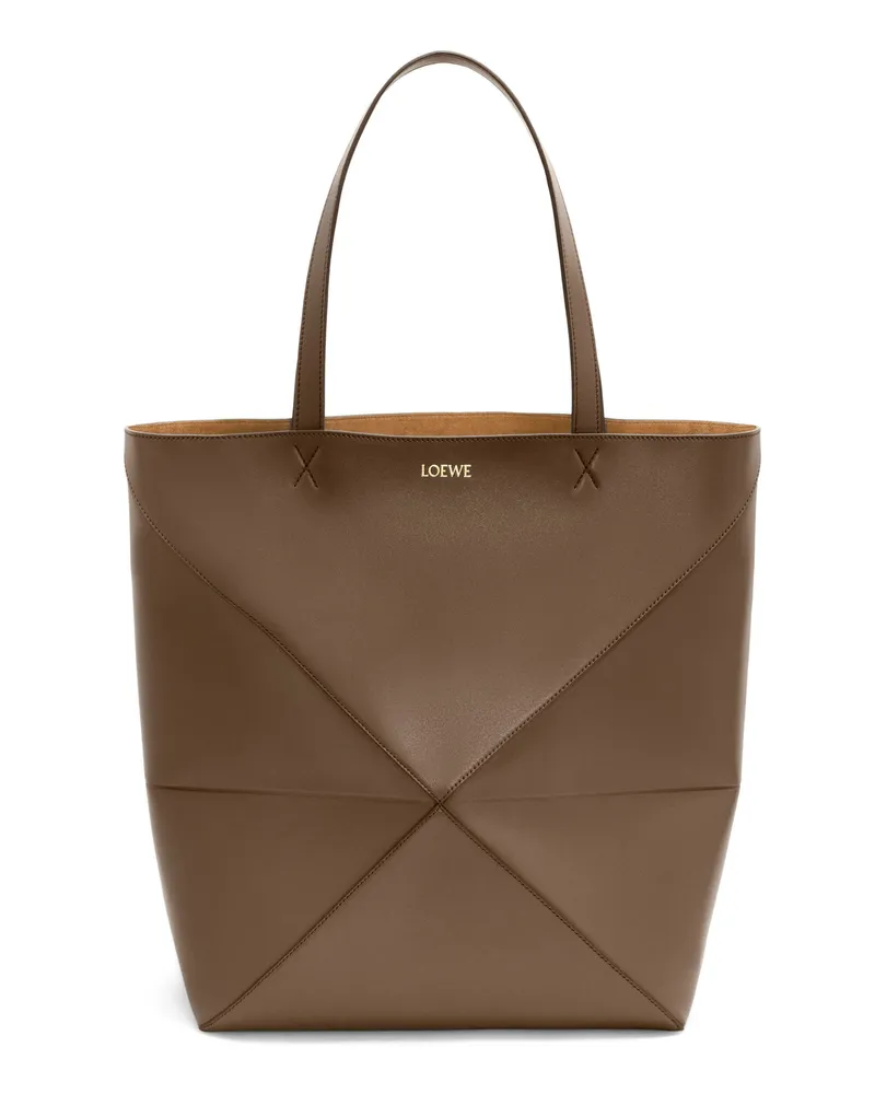 Loewe Luxury XL Puzzle Fold Tote in shiny calfskin Umber