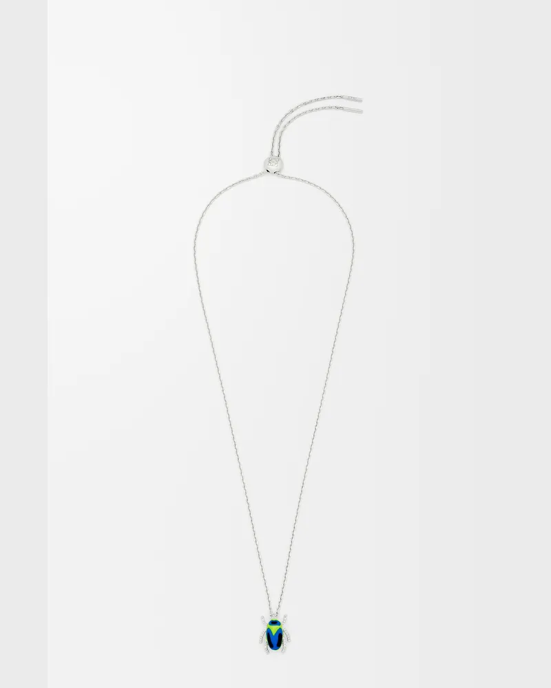 Loewe Scarabeo Necklace In Sterling Silver Enamel And Crystal Mujer Silver