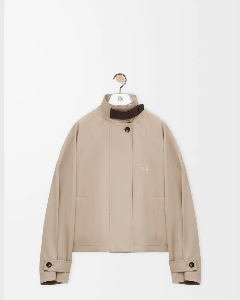 Loewe Short Parka In Cotton And Silk Size Mujer Beige