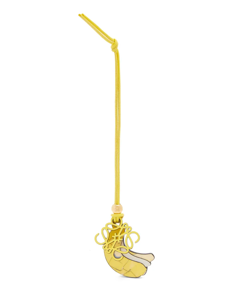 Loewe Luxury Banana Anagram Charm In Classic Calfskin And Acetate Yellow