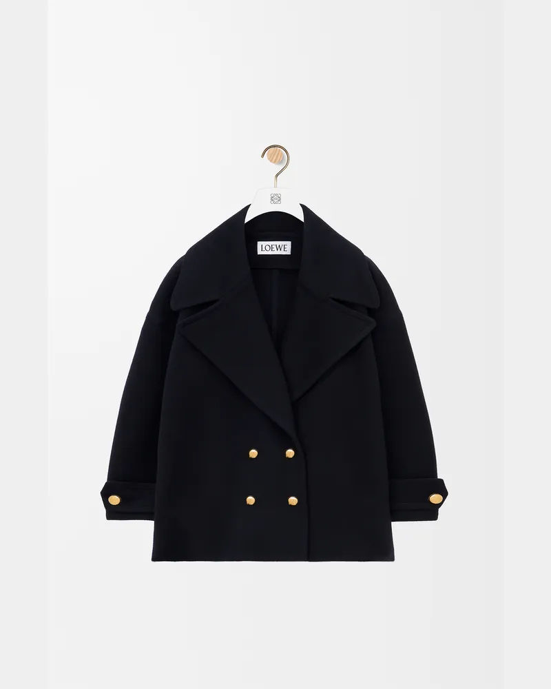 Loewe Pebble Peacoat In Wool Size Mujer Midnight