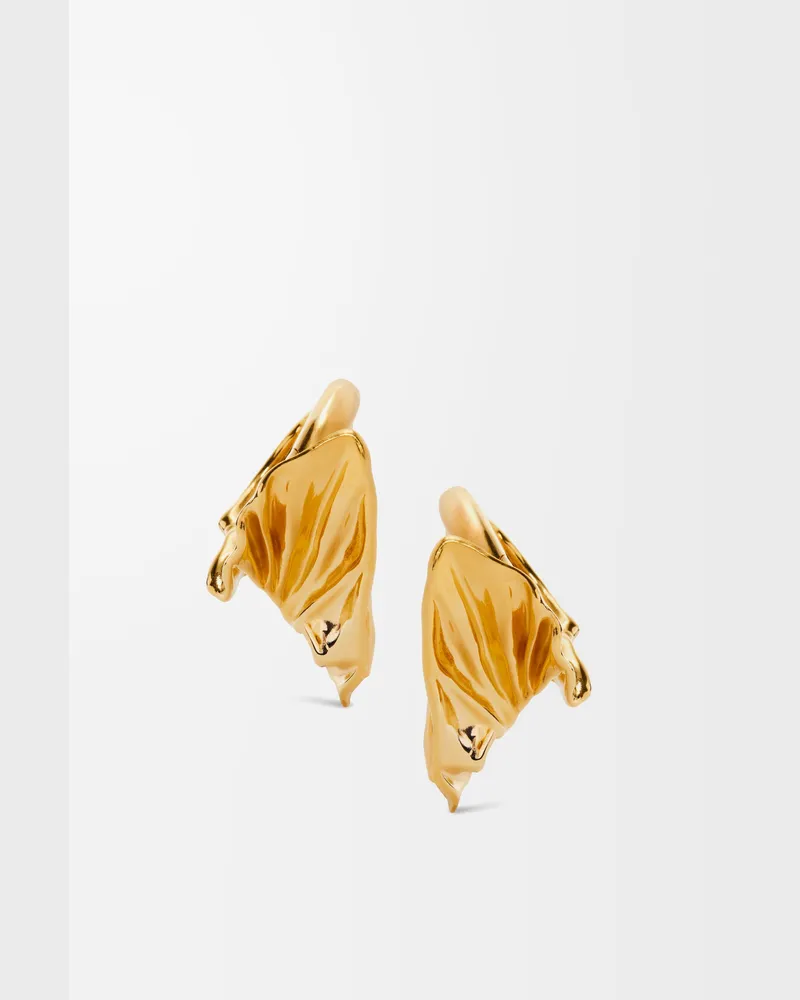 Loewe Pleated Fan Hoop Earrings In Sterling Silver Mujer Gold