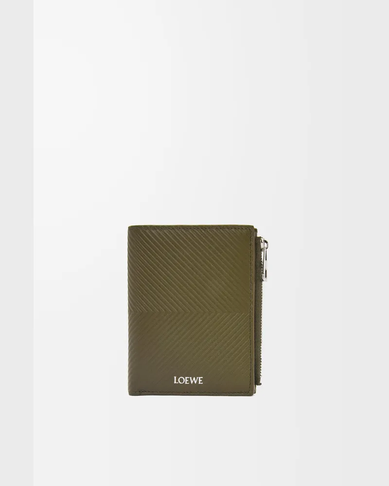 Loewe Slim Compact Walllet In Textured Leather skin Hombre Dark