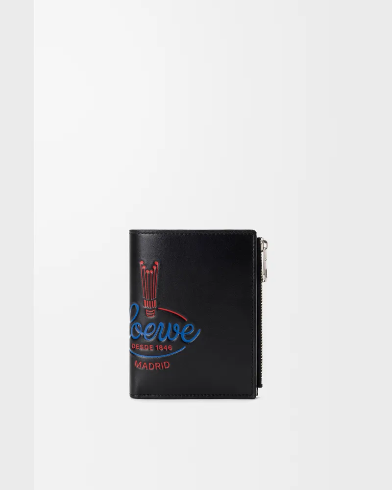 Loewe Slim Compact Wallet In Shiny Leather skin Hombre Black
