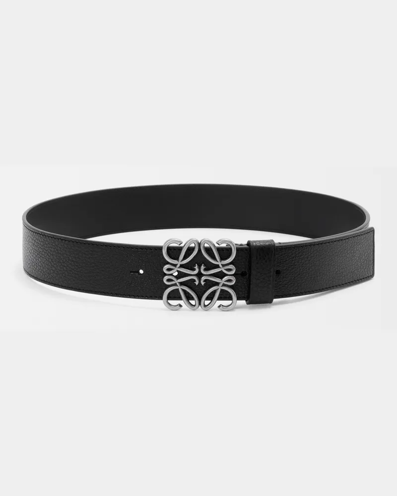 Loewe Chunky Anagram Belt In Supple Grained Leather skin Size Hombre Black